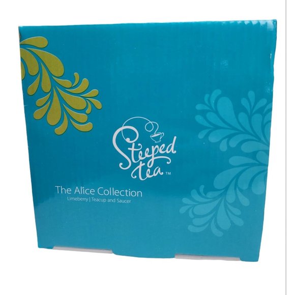 Steeped Tea “The Alice Collection” Cup & Saucer Set In Limeberry Green Teal - Picture 3 of 4